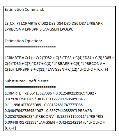     <div class=answer> (i) Estimating the unobserved effects model for crime using the fixed effects rather than differencing, such that   is the dependent variable and   are the year dummy variables and   are the other explanatory variables, the result is:     On comparing the result of the unobserved effects model for crime using the fixed effects that   is the dependent variable and   are the year dummy variables and   are the other explanatory variables, with the results of the differenced model( with 1982 as the Base year), the overall result is: 