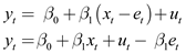     <div class=answer> (i). When   is plugged into   <i> </i> <i>   </i>   Where,   Given that   is uncorrelated with   and   ,   is uncorrelated with   . Since   is uncorrelated with   , <i> </i> <i>   </i> <i> </i> <i>   </i> <i> </i> <i>   </i>   When,   . Since the covariance of explanatory variable and error term is negative, OLS estimator <i>ß</i><sub>1</sub> will have a downward effect. 