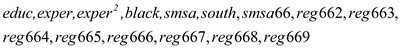     <div class=answer> (i) Estimating the reduced form equation relating   to   The result is:   Estimating the residuals   from the difference of actual   and estimated   and use it as an explanatory variable in the original equation that relates   to   The result is:   The coefficient of   is 0.057 with the p-value 0.28 which is greater than the critical p-value of 0.05 at 5% level of significance, indicating that   is not statistically significant at 5% level of significance. This also indicates that the difference between OLS and IV is not statistically significant. 