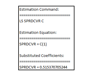     <div class=answer> (i) Given that the variable   is the binary variable equal to 1 if Las Vegas point spread for the college basket game was covered. It shall be noted that the expected value of   is   , which is the probability that the spread is covered in a randomly selected game. Regressing   on the intercept only, the result is:     Now testing for the expected value of   which is given by the coefficient of intercept being equal to 0.5 at 10% level of significance using the Wald test, the result is:     Since, the p-value of F-statistic is 0.4702 which is greater than the critical p-value of 0.1 at 10% level of significance, it is indicative that there is no statistically significant difference of expected value of   from 0.5 at 10% level of significance 