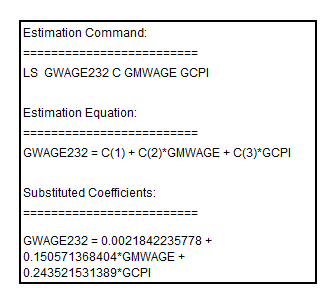     <div class=answer> (i) Estimate the regression of the variable   on   to get the result as:     The sign of the coefficients of   and   is positive. It indicates that when the minimum wage   increase by 1% point, on average ,the hourly wage for sector 232 increases by 15.05% points and when the inflation rate increases by 1% point, the hourly wage on an average increases by 24.35% The p-value of the coefficient of   is 0.0000 which is less than the critical p-value of 0.05 at 5% level of significance, indicating that the variable   is significant in explaining   