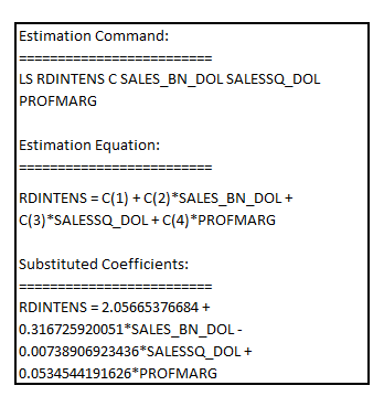     <div class=answer> (i) It shall be noted that there is one observation of the firm with annual sales of $ 39.709 bn which is almost equal to $40 bn The OLS estimation of the model is to be proceeded with and without this observation Case1: Including the firm having the annual sales of almost $40 bn Estimating the model given by:   The result is:     Case2: Excluding the firm having the annual sales of almost $40 bn Estimating the model given by:   The result is:   