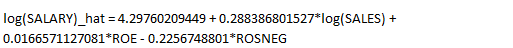     <div class=answer> (i) The model estimated in Computer Exercise C5 in Chapter 7 is:   In order to apply usual OLS form RESET to test for the evidence of the functional form mis-specification in the equation, it is required to follow four steps: 1) Estimate the model and compute the estimated   2) Take the quadratic and cubic form of   3) Add   and   as the explanatory variables in the model such that the model becomes:   4) Test for the joint significance of   and   Step1: Estimating the model and computing the estimated     The estimate of   is obtained by fitting the equation:   The   is represented by log (SALARY) _hat Step2: In order to estimate the quadratic and cubic values for   , obtain   and   by taking the square and cube of   respectively They are represented as lsalary_hatsq and lsalary_hatcu respectively Step3: Estimate the model given by:   The result is: 