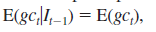  Use CONSUMP.RAW for this exercise. One version of the <i>permanent income hypothesis </i>(PIH) of consumption is that the <i>growth </i>in consumption is unpredictable. [Another version<i> </i>is that the change in consumption itself is unpredictable; see Mankiw (1994, Chapter 15)<i> </i>for discussion of the PIH.] Let <i>   </i>be the growth in real per capita<i> </i>consumption (of nondurables and services). Then the PIH implies that   where <i>I</i><sub>t</sub><sub>-</sub><sub>1</sub> denotes information known at time (<i>t </i>? 1); in this case, <i>t </i>denotes a year. (i) Test the PIH by estimating <i>   </i>Clearly state the null and alternative hypotheses. What do you conclude? (ii) To the regression in part (i) add the variables <i>gy</i><sub>t</sub><sub>?1</sub>, <i>i</i>3<sub>t</sub><sub>?1</sub>, and <i>inf</i><sub>t</sub><sub>?1</sub>. Are these new variables individually or jointly significant at the 5% level? (Be sure to report the appropriate <i>p</i>-values.) (iii) In the regression from part (ii), what happens to the <i>p</i>-value for the <i>t </i>statistic on <i>gc</i><sub>t</sub><sub>?1</sub>? Does this mean the PIH hypothesis is now supported by the data? (iv) In the regression from part(ii), what is the <i>F </i>statistic and its associated <i>p</i>-value for joint significance of the four explanatory variables? Does your conclusion about the PIH now agree with what you found in part (i)? 