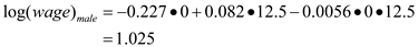 <div class=answer> (i) In the model given by the following: When and When and Hence, the gender-differential is: When and When and Hence, the gender-differential is: This indicates that the gender-differential is 0.297 when and 0.227 when