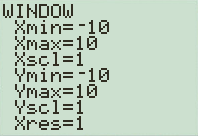     <div class=answer> Press WINDOW button and set the window range as follows   