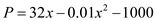     <div class=answer> Consider the profit function   Where   is the number of units of a product produced and sold. (a) Graph the above function for   between 0 and 3200 as shown below:   