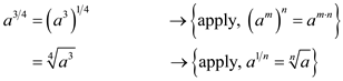     <div class=answer>   Express in radical notation:   To simplify the given numerical term use the law of exponents and radicals as shown below:   Answer: Thus, we have   