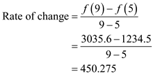     <div class=answer> Consider the function   where <i>x</i> the number of years after 1990 and the function   gives the amount invested in mutual funds. (a) Put   into the equation   to obtain the amount invested in mutual funds in the year 1995 because the number of years from 1990 to 1995 is 5.   Hence the amount invested in mutual funds in the year 1995 is   . Put   into the equation   to obtain the amount invested in mutual funds in the year 1999 because the number of years from 1990 to 1999 is 9.   Hence the amount invested in mutual funds in the year 1999 is   . The rate change of the function   between the years 1995 and 1999 is given by the following equation.   The rate of change is positive it means the function is an increasing function during the years 1995 to 1999. 