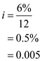     <div class=answer> If a debt of <i>A</i> dollars, with interest at a rate of <i>i</i> per period, is amortized by <i>n</i> equal periodic payments made at the end of each period, then the size of each payment is   Given that a debt of   , with interest at a rate of   compounded monthly Therefore   