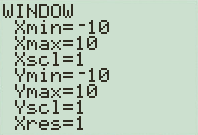     <div class=answer> Press WINDOW button and set the window range as follows   