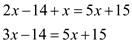     <div class=answer> Consider the equation   . Let us solve this equation for <i>x</i> algebraically and graphically. First solve this equation algebraically.     Add <i>x</i> to both sides.     Remove parentheses by using distributive property.     Add 14 to both sides.     Subtract   from both sides.     Divide both sides by   .   Thus, the algebraic solution of the equation   is   . 