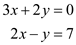     <div class=answer> Consider the following system of linear equations:   Let us solve this system by substitution. We can solve either equation for either variable and substitute the resulting expression into the other equation. First solve the second equation for <i>y</i>.   Substituting this expression for <i>y</i> in the first equation gives   