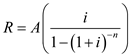     <div class=answer> If a debt of <i>A</i> dollars, with interest at a rate of <i>i</i> per period, is amortized by <i>n</i> equal periodic payments made at the end of each period, then the size of each payment is   Given that a debt of   , with interest at a rate of   compounded monthly Therefore   
