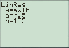     <div class=answer> Consider that the table below gives the quantity of the graphing calculators demanded and the quantity supplied for selected prices. <table style=border-collapse:collapse; border=1>     <tbody>      <tr>       <td> Price ($) </td>       <td> Quantity Demanded (thousands) </td>       <td> Quantity Supplied (thousands) </td>      </tr>      <tr>       <td> 50 </td>       <td> 210 </td>       <td> 0 </td>      </tr>      <tr>       <td> 60 </td>       <td> 190 </td>       <td> 40 </td>      </tr>      <tr>       <td> 70 </td>       <td> 170 </td>       <td> 80 </td>      </tr>      <tr>       <td> 80 </td>       <td> 150 </td>       <td> 120 </td>      </tr>      <tr>       <td> 100 </td>       <td> 110 </td>       <td> 200 </td>      </tr>     </tbody>    </table> (a) Let us find the linear equation that gives the price as a function of the quantity demanded. Enter the data of price and quantity demanded from the above table in the lists of a graphing utility. The figure below shows a partial list of the data points.   The linear equation that gives the price as a function of the quantity demanded, found using linear regression with a graphing calculator.   The linear equation with price <i>p</i> as a function of the quantity demanded <i>q</i> is   Thus, the linear equation is   . 