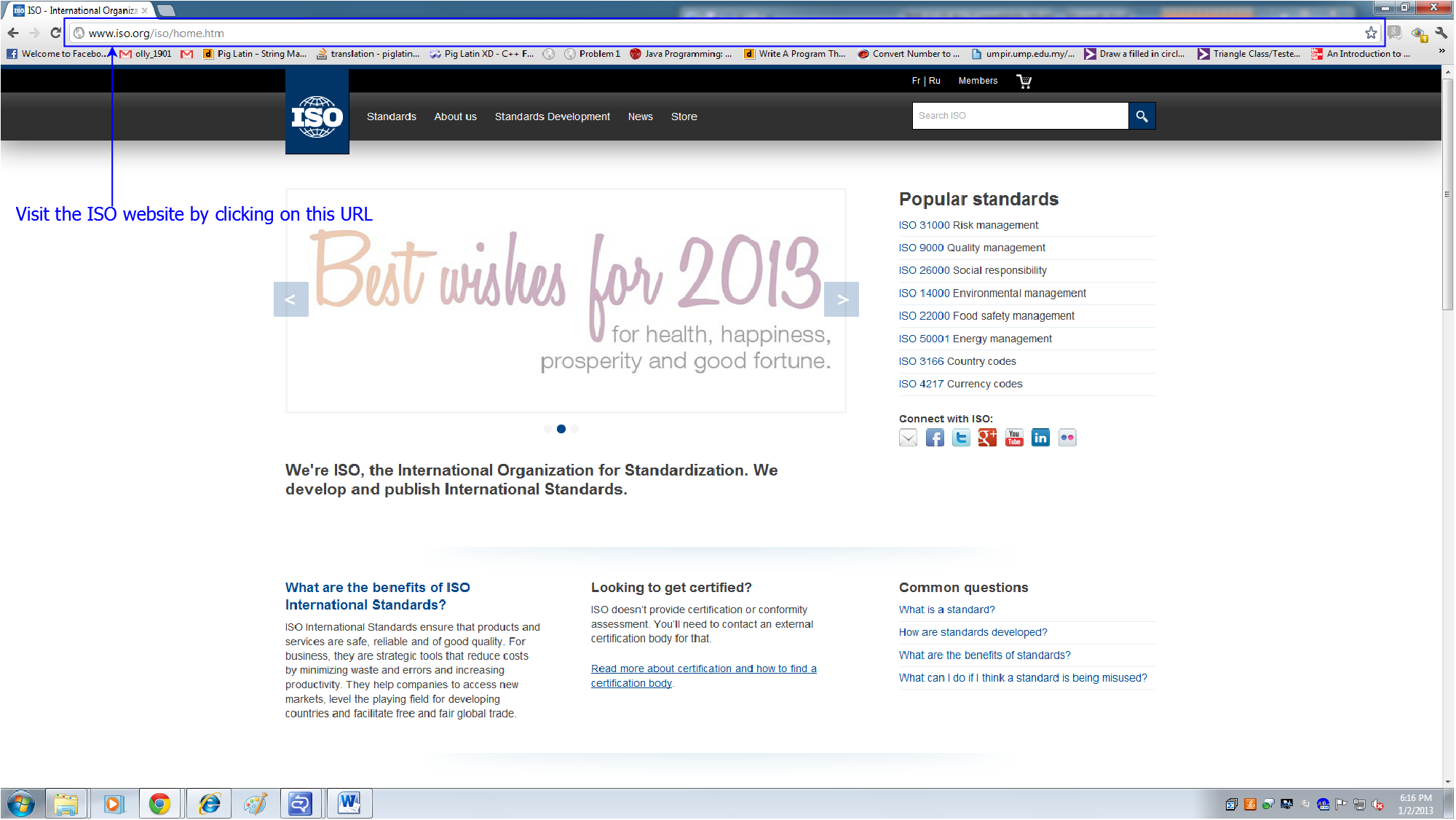     <div class=answer> Research the International Standards Organization 1. Visit the web site of ISO as given below in screenshot:   
