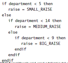  In the following pseudocode, what percentage raise will an employee in Department 8 receive?   a. SMALL_RAISE b. MEDIUM_RAISE c. BIG_RAISE d. impossible to tell 