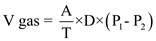     <div class=answer> Diffusion of gasses across the tissues follow Fick’s law, which states that the rate of gas transfer (V gas) is proportional to the tissue area, the diffusion coefficient of the gas, and the difference in the partial pressure of the gas on the two side of the tissue, and is inversely proportional to the thickness of the tissue. It is represented as   Where V = volume of gas that diffuses across a given tissue A is the area of the tissue T is the thickness D is the diffusion coefficient of the gas P<sub>1</sub> and P<sub>2</sub> are partial pressures between the two sides of the tissue 