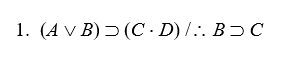 Prove valid, using the eighteen valid argument forms (but not CP or IP): - 