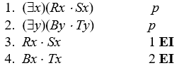 Carefully explain why we forbid inferences like this one from line 2 to line 4:   