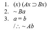 Proofs with identity.  Prove the validity of the following arguments: - 