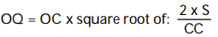 Which of the following formulas best describes the economic order quantity model? A) B) C) D)