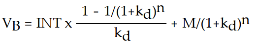 The discounted cash flow model for bonds is best described as: A)    B)    C)    D)   