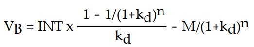 The discounted cash flow model for bonds is best described as: A)    B)    C)    D)   