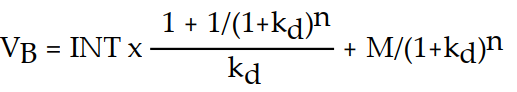 The discounted cash flow model for bonds is best described as: A)    B)    C)    D)   