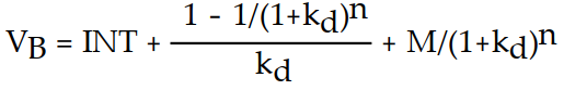 The discounted cash flow model for bonds is best described as: A)    B)    C)    D)   