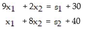 Write the e-system obtained via slack variables for the linear programming problem: -  A)    B)    C)    D)   