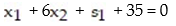 Convert the inequality to a linear equation by adding a slack variable.   A)    B)    C)    D)   