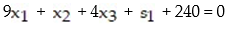 Convert the inequality to a linear equation by adding a slack variable.   A)    B)    C)    D)   