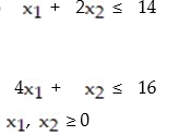 Convert the given i-system to an e-system using slack variables. Then construct a table of all basic solutions of the e-system. For each basic solution, indicated whether or not it is feasible: -  A)    B)    C)    D)   