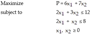 Solve the given linear programming problem using the table method: -  A)    B)    C)    D)   