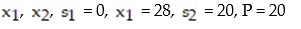 Write the basic solution for the following simplex tableau:   A)    B)    C)    D)   