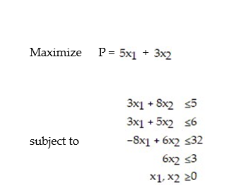 Write the simplex tableau, label the columns and rows, underline the pivot element, and identify the entering and exiting variables for the linear programming problem:   A)    B)    C)    D)   