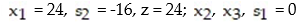 Pivot once about the circled element in the simplex tableau, and read the solution from the result: -  A)    B)    C)    D)   