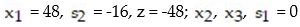 Pivot once about the circled element in the simplex tableau, and read the solution from the result: -  A)    B)    C)    D)   