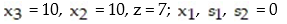 Pivot once about the circled element in the simplex tableau, and read the solution from the result: -  A)    B)    C)    D)   
