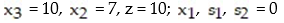 Pivot once about the circled element in the simplex tableau, and read the solution from the result: -  A)    B)    C)    D)   