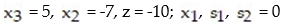 Pivot once about the circled element in the simplex tableau, and read the solution from the result: -  A)    B)    C)    D)   