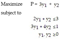 Formulate the dual problem for the linear programming problem:   A)    B)    C)    D)   