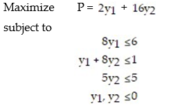 Formulate the dual problem for the linear programming problem:   A)    B)    C)    D)   