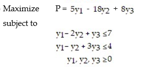 Formulate the dual problem for the linear programming problem.   A)    B)    C)    D)   