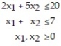 The corner points for the bounded feasible region determined by the system of inequalities:   are O = (0, 0), A = (0, 4), B = (5, 2) and C = (7, 0). Find the optimal solution for the objective profit function:  
