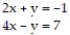 Solve the system of equations by elimination: -  A)  ( 1, -3)  B)  ( -3, 1)  C)  infinitely many solutions D)  no solution