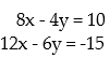 Solve the system of equations by elimination: - 