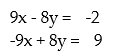 <strong>Solve using Gauss-Jordan elimination: - </strong> A) ( -2, 9) B) C) ( -1, -1) D) No solution