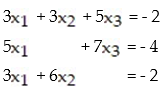Write the matrix equation as a system of linear equations without matrices: -  A)    B)    C)    D)   